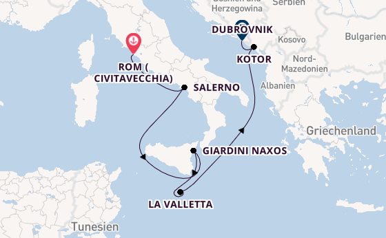 Mittelmeer ab Civitavecchia (Rom), Italien auf der Seabourn Ovation