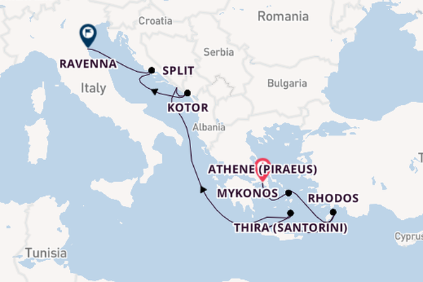 Oostelijke Middellandse Zee vanaf Athene (Piraeus), Griekenland met de Celebrity Eclipse