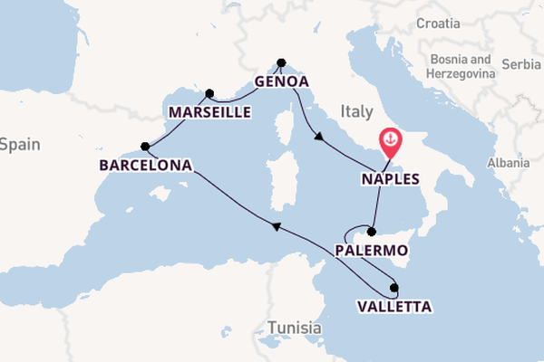 Western Mediterranean from Naples, Italy with the MSC Seaview
