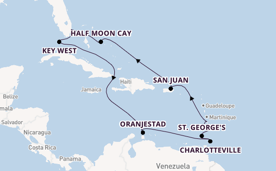 Caribbean vanaf Fort Lauderdale, Verenigde Staten met de Volendam