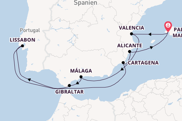 Westliches Mittelmeer ab Palma de Mallorca, Spanien auf AIDAsol