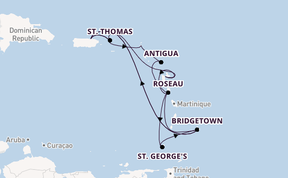 Caribbean vanaf San Juan, Puerto Rico met de Crown Princess