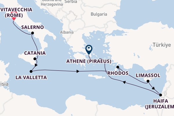 Middellandse Zee vanaf Civitavecchia (Rome), Italië met de Seven Seas Voyager