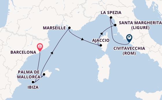 Westliches Mittelmeer ab Barcelona, Spanien auf der Sun Princess