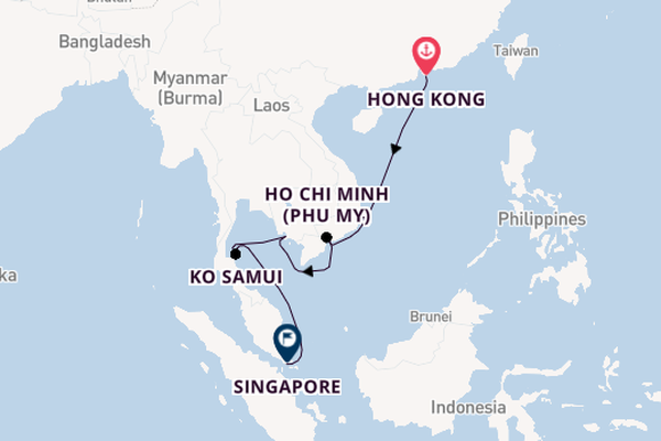 Southeast Asia from Hong Kong, China with the Costa Serena