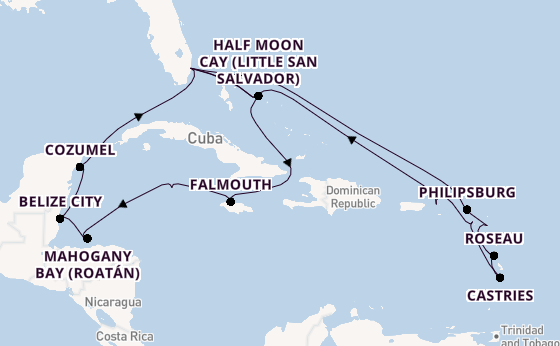 Caribbean from Fort Lauderdale (Port Everglades), Florida, USA with the Rotterdam