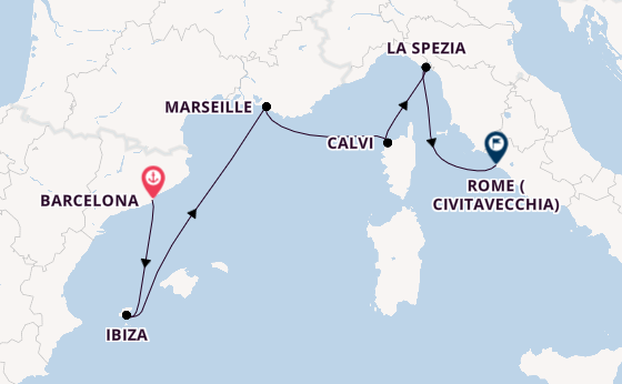 Western Mediterranean from Barcelona, Spain with the Queen Elizabeth