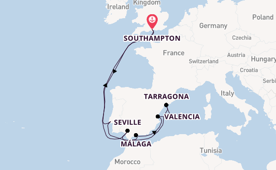 Western Mediterranean from Southampton, England with the Queen Victoria