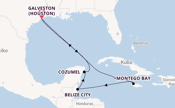 Westliche Karibik ab Galveston (Houston), USA auf der Carnival Miracle