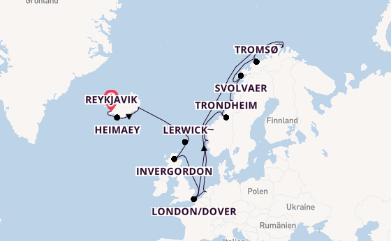Norwegen ab Reykjavik, Island auf der Seabourn Ovation