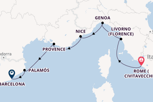 Western Mediterranean from Rome (Civitavecchia), Italy with the Azamara Quest