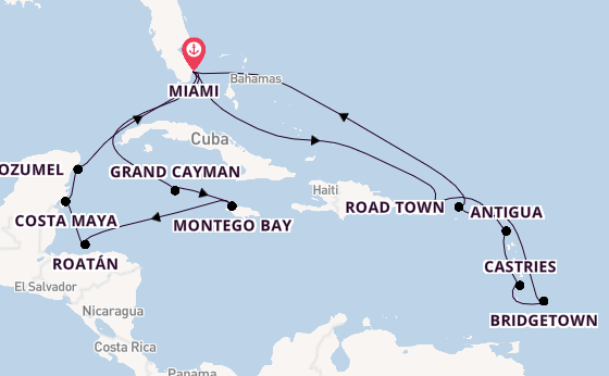 Caribbean vanaf Miami, Verenigde Staten met de Queen Elizabeth