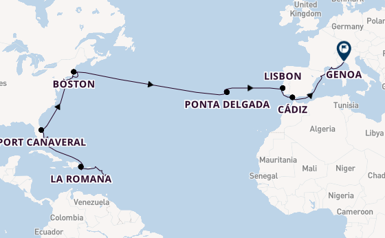 Transatlantic from Pointe-à-Pitre, Guadeloupe with the Costa Fascinosa