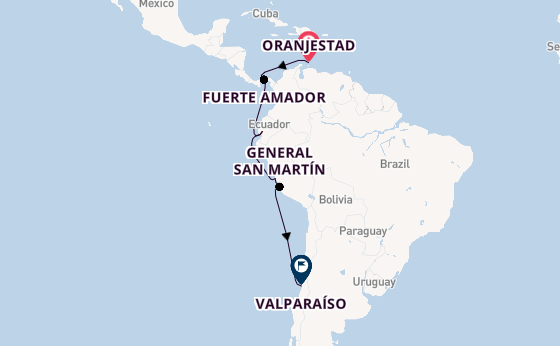 Zuid-Amerika vanaf Oranjestad, Aruba, Nederlandse Antillen met de Seabourn Pursuit