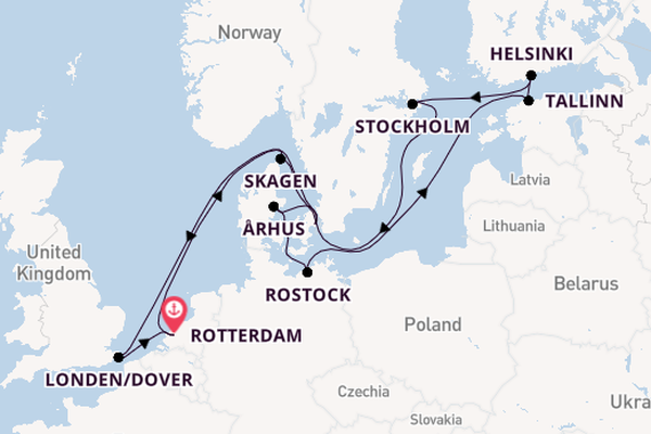 Engeland vanaf Rotterdam, Nederland met de Nieuw Statendam