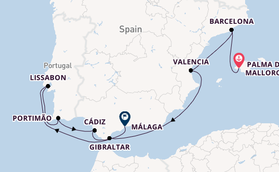 Westelijke Middellandse Zee vanaf Palma de Mallorca, Mallorca, Spanje met de MS EUROPA