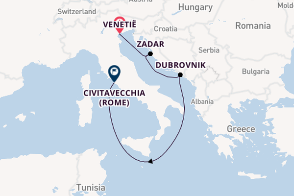 Middellandse Zee vanaf Venetië, Italië met de MSC Armonia