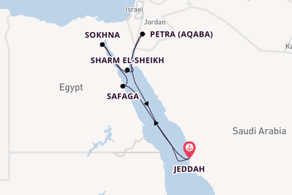 Midden-Oosten vanaf Jeddah, Saudi-Arabië met de EXPLORA II