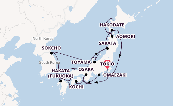 Japan vanaf Tokio, Japan met de Westerdam
