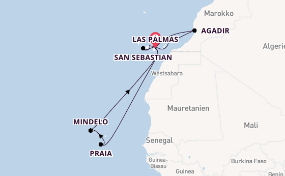 Kanarische Inseln ab Las Palmas, Gran Canaria auf der Mein Schiff 7