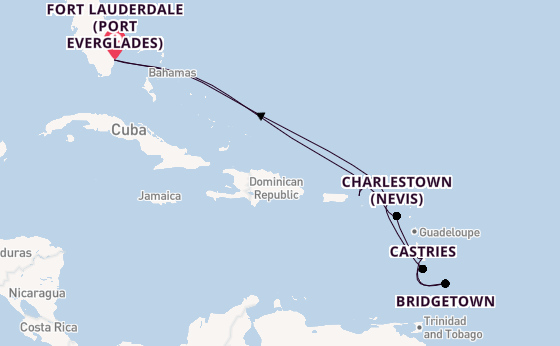 Caribbean from Fort Lauderdale (Port Everglades), Florida, USA with the Coral Princess