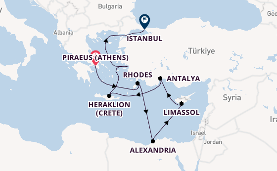 Eastern Mediterranean from Piraeus (Athens), Greece with the Seven Seas Navigator