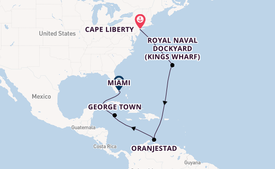 Caribbean vanaf Cape Liberty, New Jersey met de Independence of the Seas