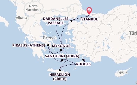 Eastern Mediterranean from Istanbul, Turkey with the Costa Pacifica