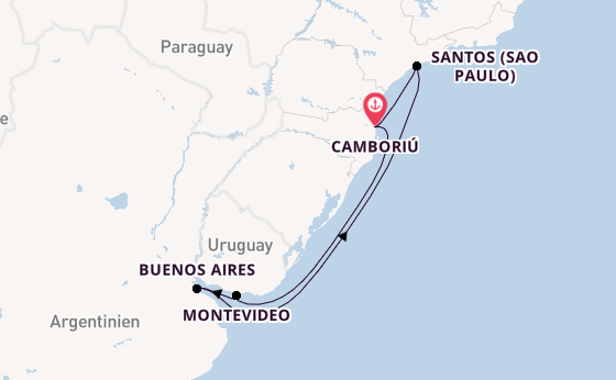 Südamerika ab Camboriú, Brasilien auf der MSC Seaview