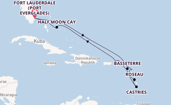 Karibik ab Fort Lauderdale (Port Everglades), USA auf der Rotterdam