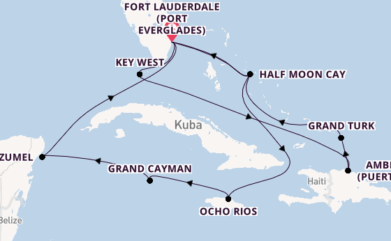 Karibik ab Fort Lauderdale (Port Everglades), USA auf der Eurodam
