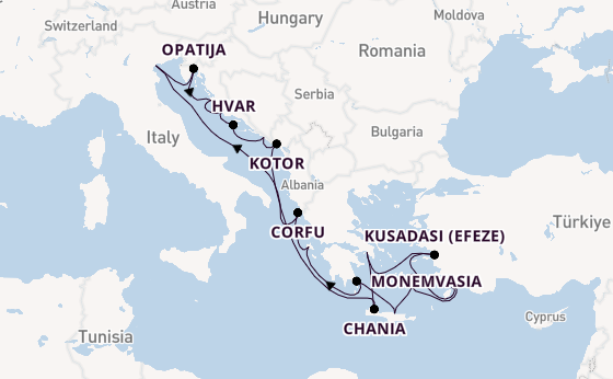 Oostelijke Middellandse Zee vanaf Athene (Piraeus), Griekenland met de Azamara Onward
