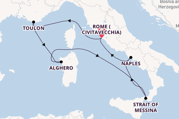 Western Mediterranean from Rome (Civitavecchia), Italy with the Queen Victoria
