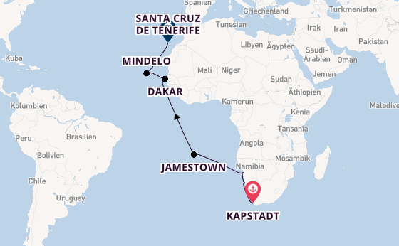 Afrika ab Kapstadt, Südafrika auf der EUROPA