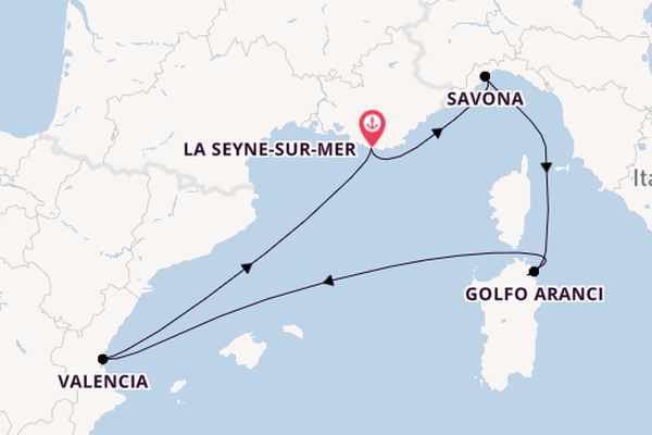 Westliches Mittelmeer ab La Seyne-sur-Mer, France auf der Costa Fascinosa