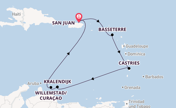 Karibik ab San Juan, Puerto Rico auf der Norwegian Viva