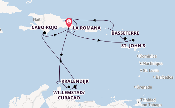 Karibik ab La Romana, Dominikanische Republik auf AIDAbella