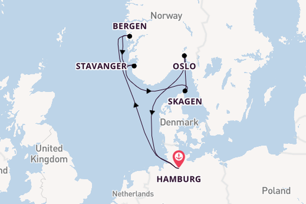 Norway from Hamburg, Germany with the MSC Preziosa