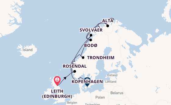 Norwegen ab Leith (Edinburgh), Schottland auf der Azamara Quest