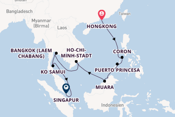 Südostasien ab Hongkong, China auf der Norwegian Jade