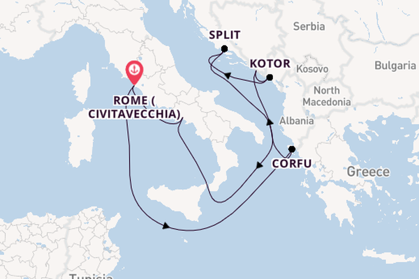 Mediterranean Sea from Rome (Civitavecchia), Italy with the Carnival Miracle