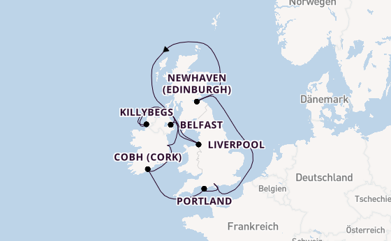 Britische Inseln ab Southampton, Großbritannien auf der Norwegian Star