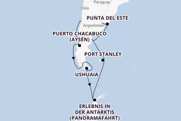 Südamerika ab San Antonio, Chile auf der Nieuw Amsterdam