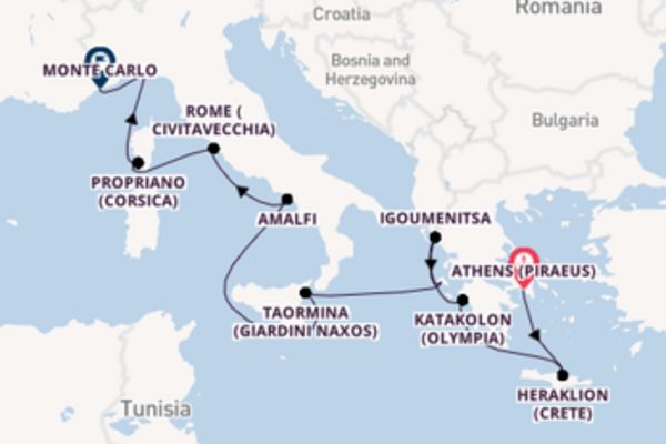 Voyage with Oceania Cruises from Athens (Piraeus) to Monte Carlo