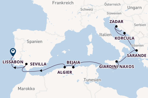 Mittelmeer ab Split, Kroatien auf der Silver Wind