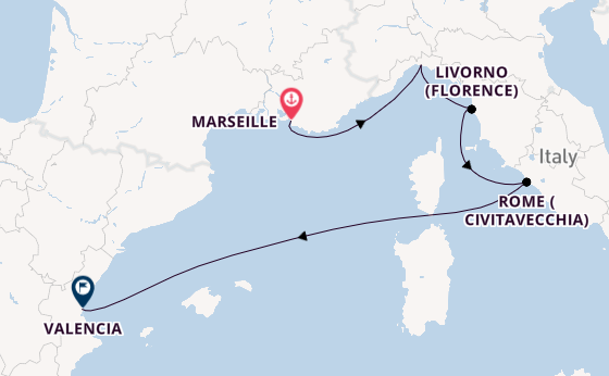 Western Mediterranean from Marseille, France with the MSC Sinfonia