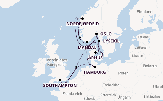 Norwegen ab Kopenhagen, Dänemark auf der EXPLORA IV