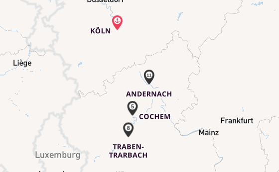 Mosel ab Köln, Deutschland auf der MS Classica