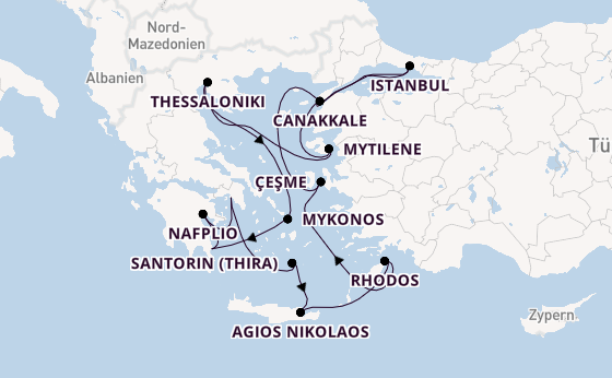 Östliches Mittelmeer ab Piräus (Athen), Griechenland auf der Azamara Onward