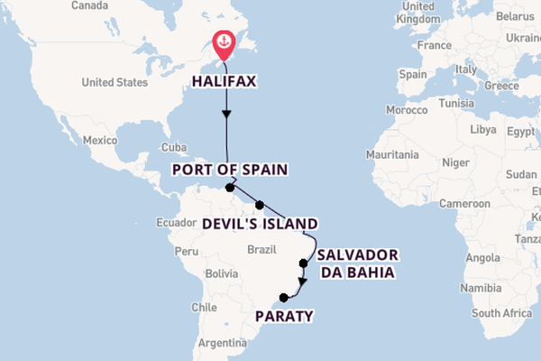 South America from Halifax, Nova Scotia with the Seabourn Venture